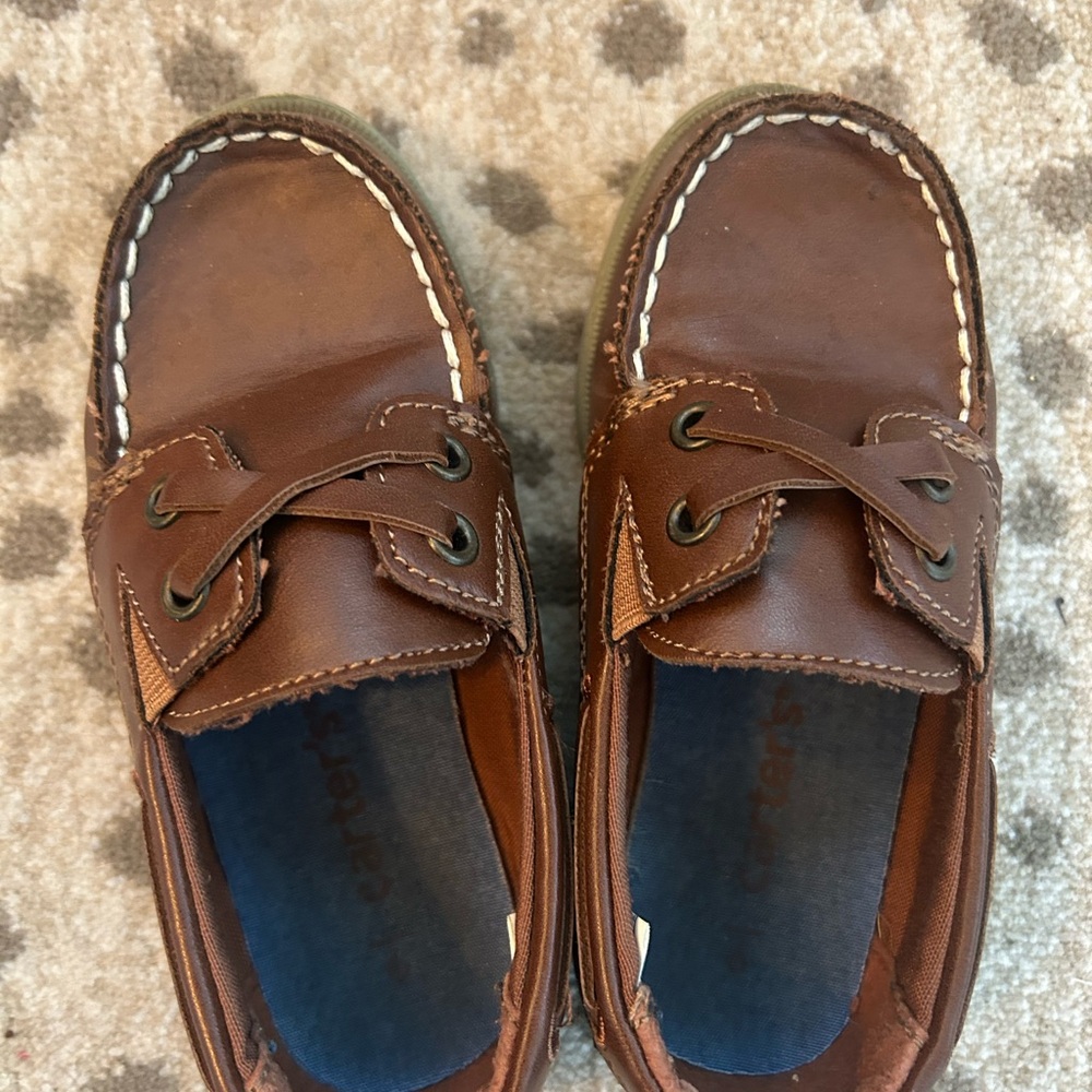 Carters Toddler Boy Classic Brown Leather Boat Shoes